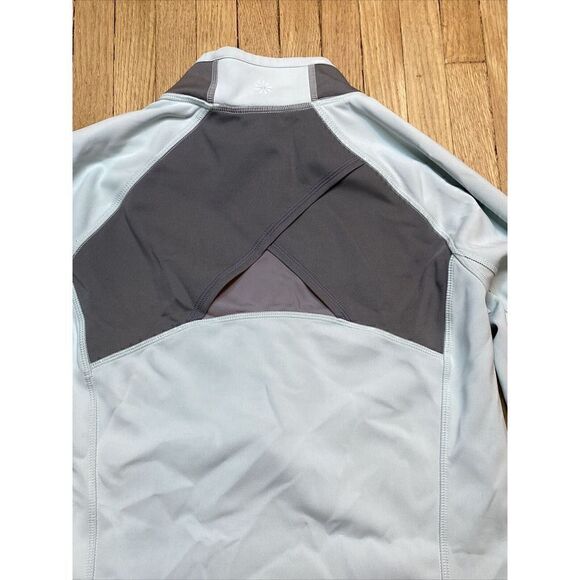 Athleta Women M Jacket Sweatshirt Blue 1/2 Zip Knit Stretch Activewear 54023 - Picture 7 of 12